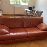 Rochebobois 3-seat leather sofa pulpelo model