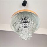 MidCentury Modern clear glass and copper colored aluminium hanging lamp, 1960s