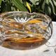 Magnificent Vintage Bohemian Ashtray in Cut Crystal of Yellow Orange