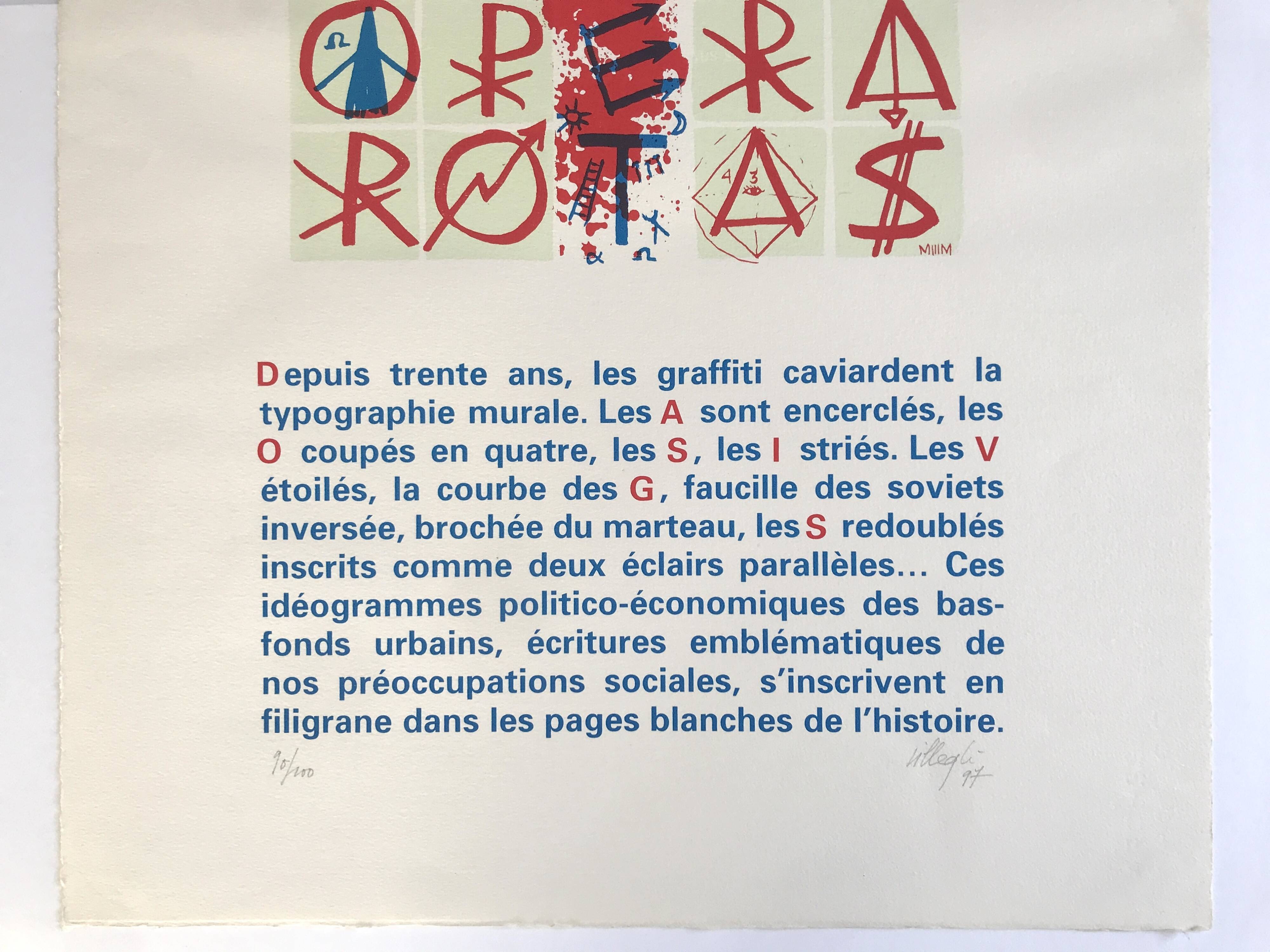 Jacques VILLEGLE, SATOR, 1997. Original screen print signed in pencil.