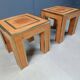 Paire de tables d'appoint en laiton et bois de ronce, années 1980