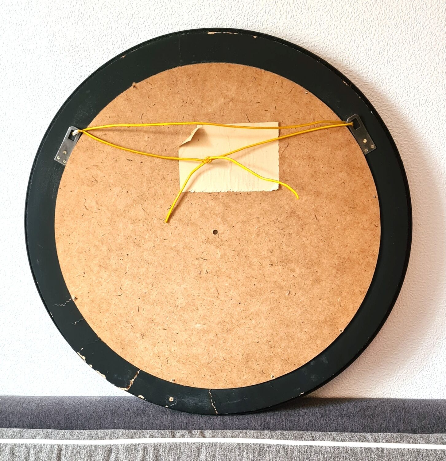 Large round ceramic mirror vintage 70s