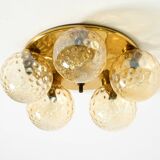 1960s Space Age brass ceiling lamp with 5 glass balls