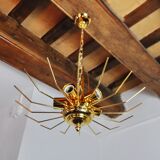 Chandelier '"sun" by Oscar Torlasco for Stilkronen cut glass triedri, Italy, 1970