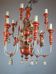 Italian chandelier in patinated wood, 50s
