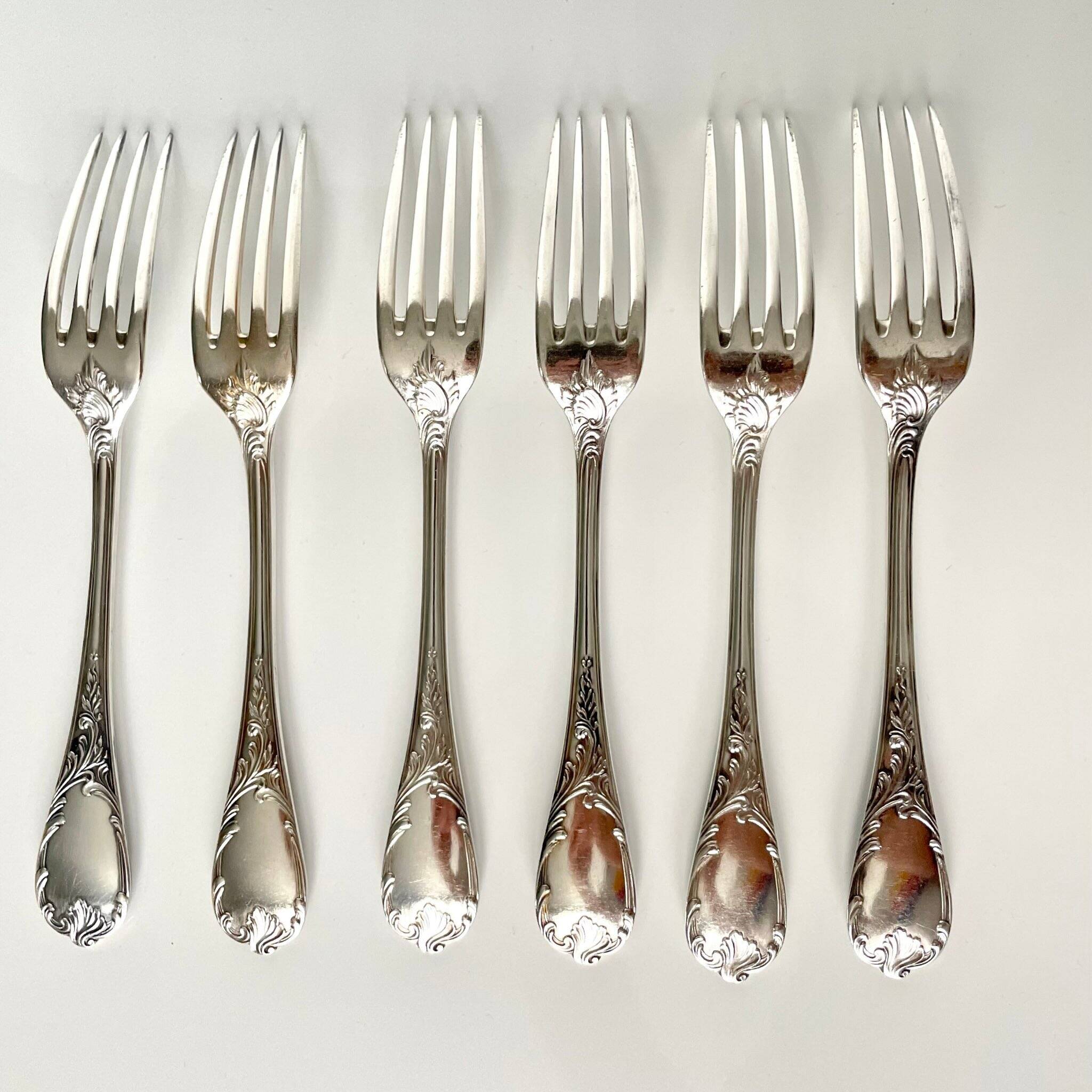6 Marly Model Forks - Christofle, Silver-Plated Metal
