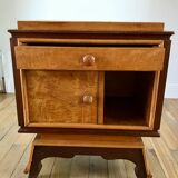 table de chevet en loupe d'orme art déco années 30