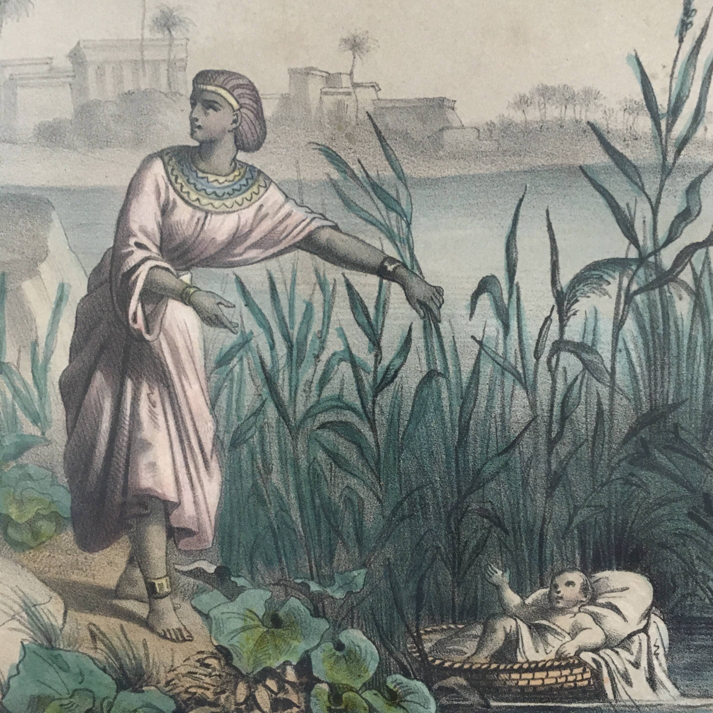 Illustration ancienne Moise sauvé des eaux
