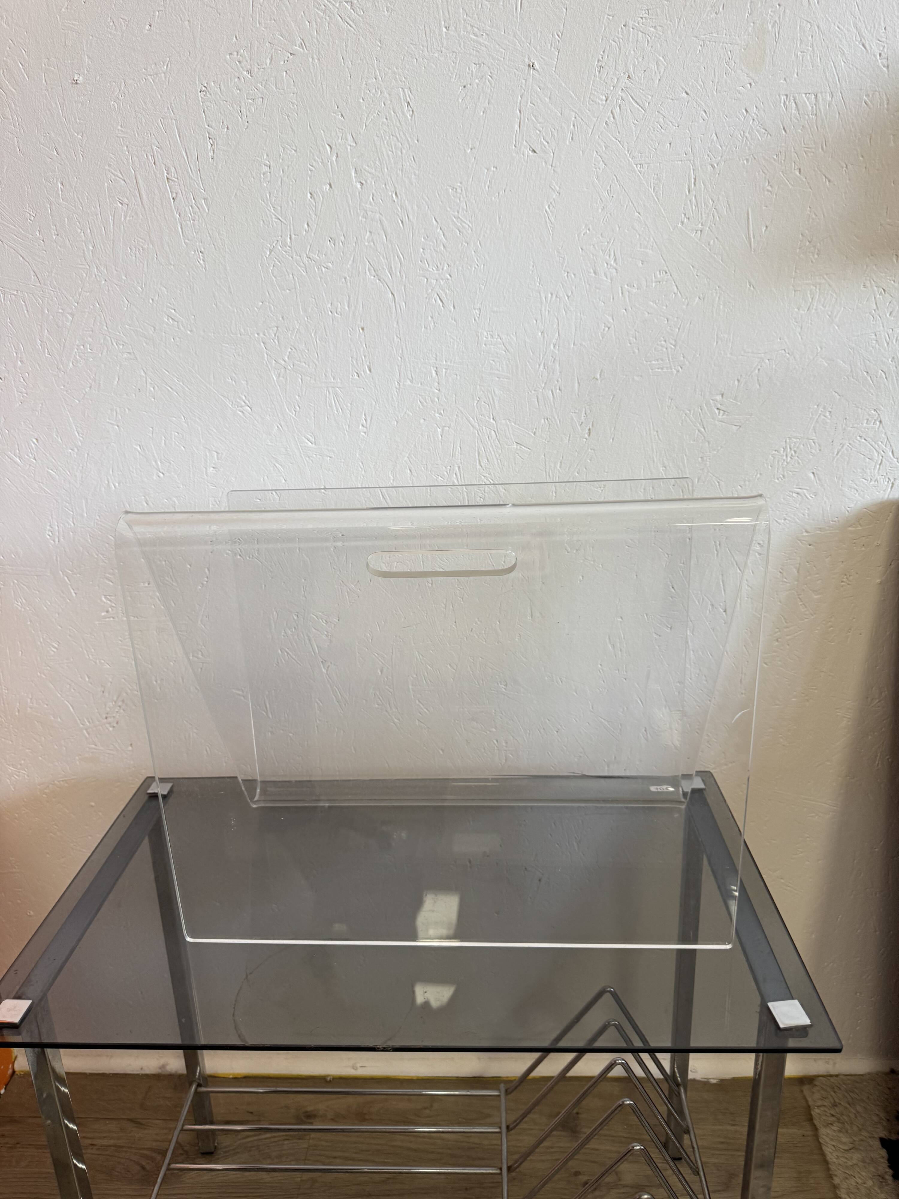 70s plexiglass magazine rack