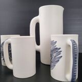 Pitcher and 6 vintage mugs 1950