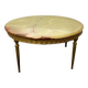 Vintage round coffee table: onyx top & gold brass structure