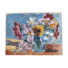 Huile sur carton P. Aragon bouquet