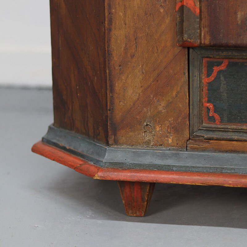 Rustic Farmhouse Folk Art Painted Bridal Cabinet dated 1818