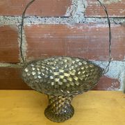 Vintage Silver-Plated Woven Basket #E015