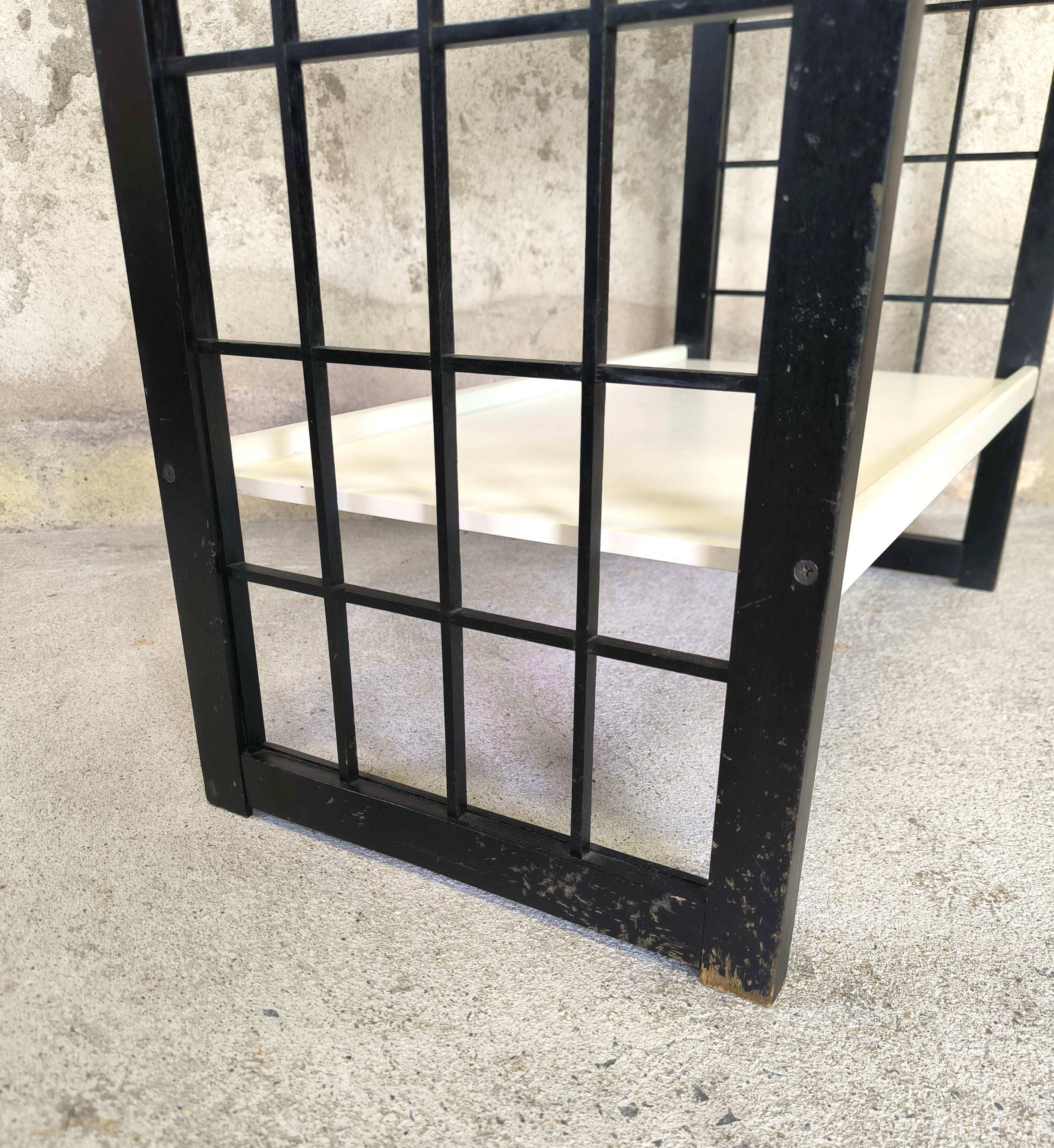 Vintage shelf in black and white wood