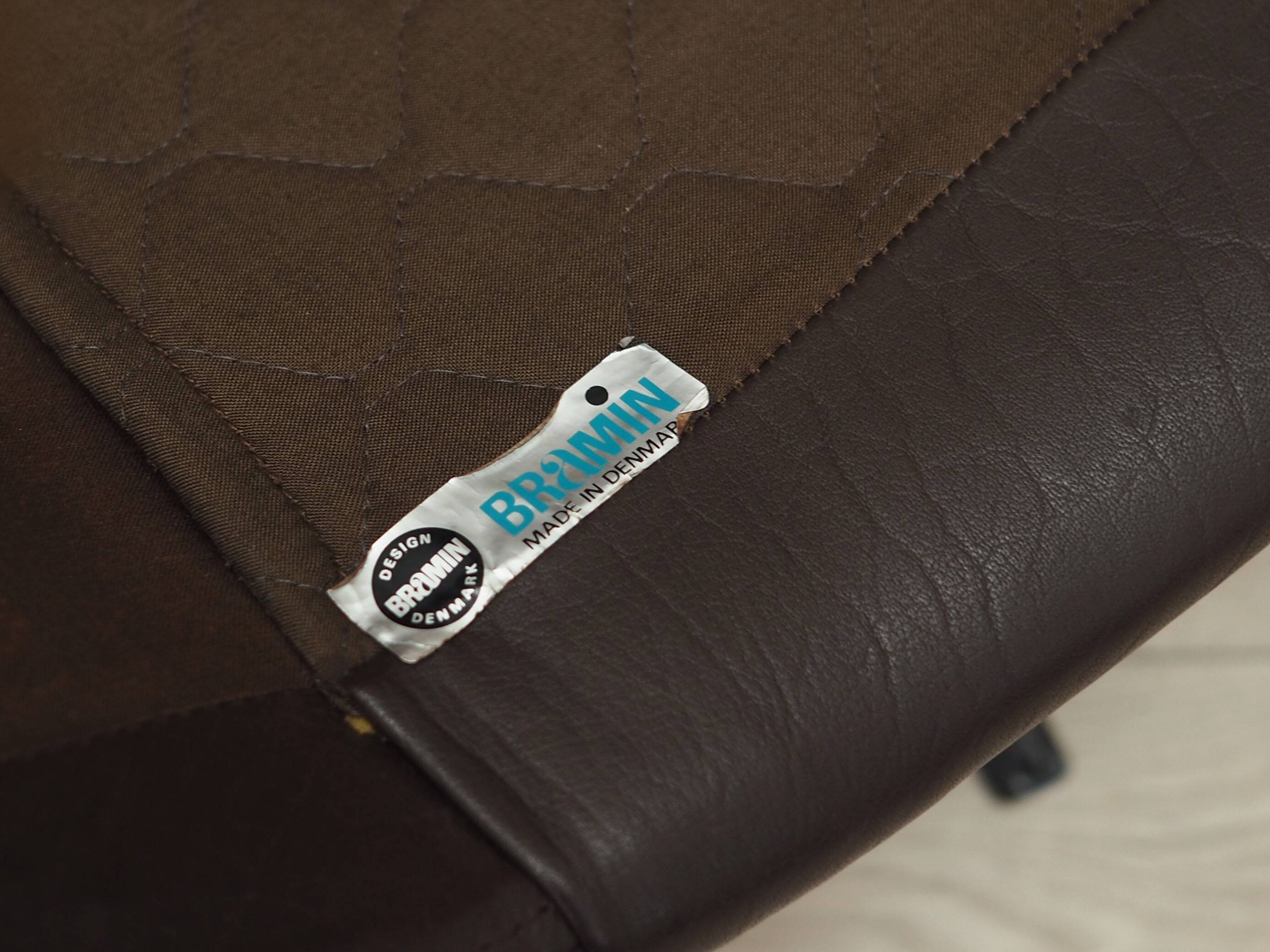 Leather swivel armchair, Danish design, 1960s, designer: H.W. Klein, manufacture: Bramin