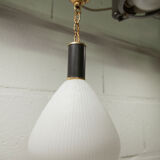 Mid century suspension, brass, zebra glass