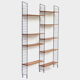 Mid century Wall Unit Shelving System in teak with black metal bookshelf supports