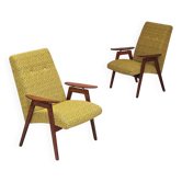 Pair of Yellow armchairs by Jaroslav Smidek for Ton (Thonet) Expo 58