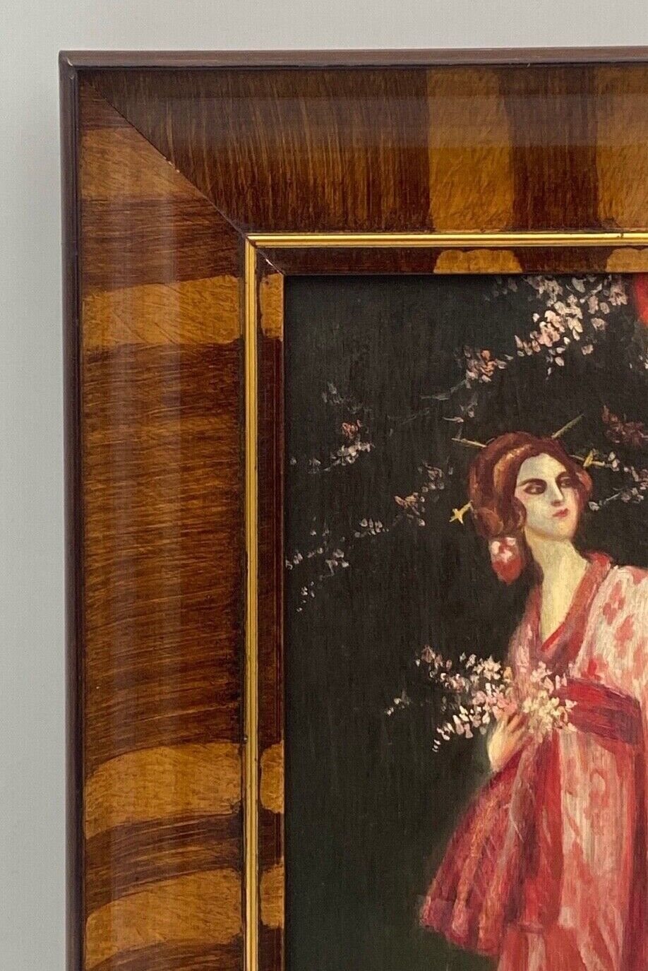 Oil on panel by E. Neill Geisha scene Early twentieth century