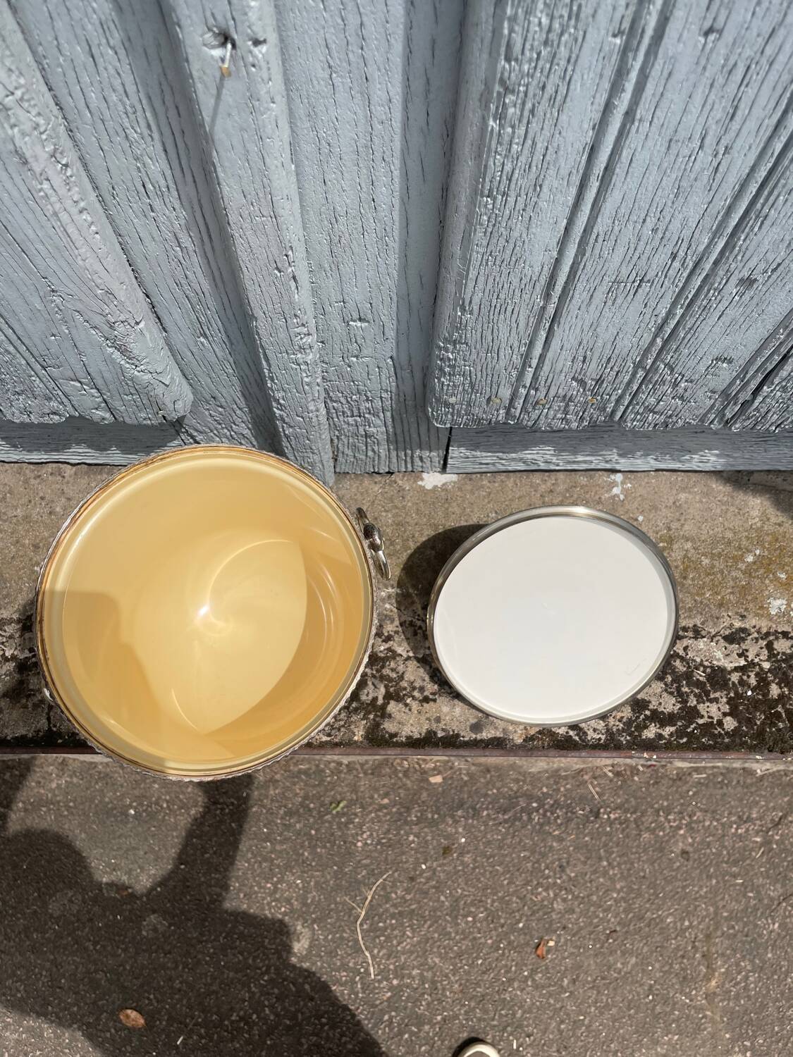 Silver Metal Lidded Ice Bucket