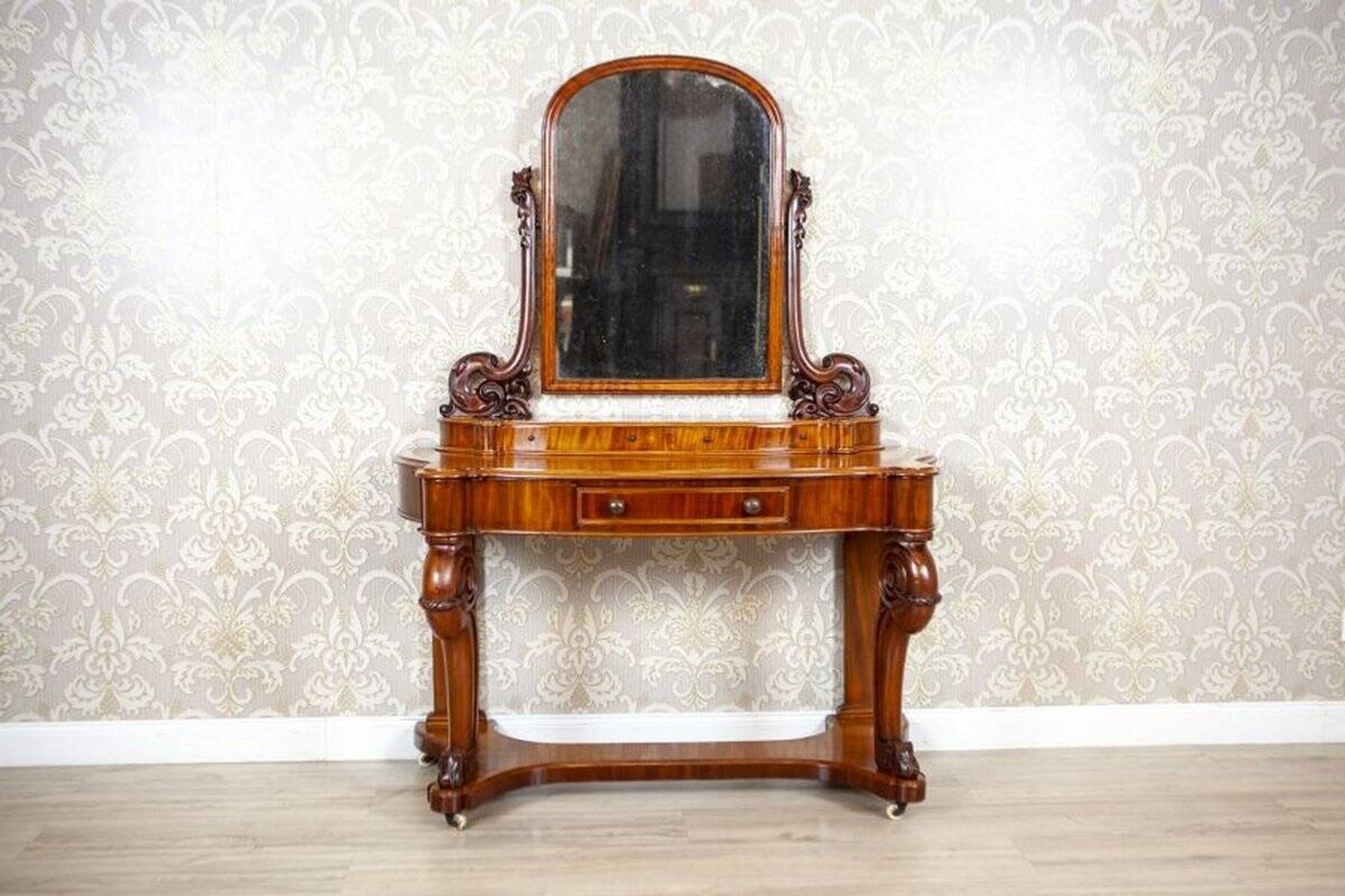 Table de coiffeuse antique en acajou, années 1890