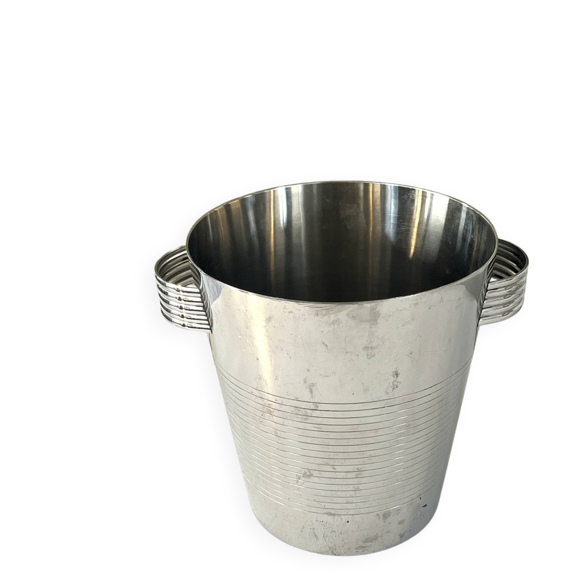 Art Deco Champagne Ice Bucket, Vintage French Chromed Stainless Steel