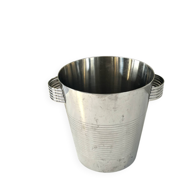 Seau à champagne Art Déco, vintage en acier inoxydable chromé français