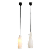 Vintage metal and opaline glass lamps, Italian design, 1960s.