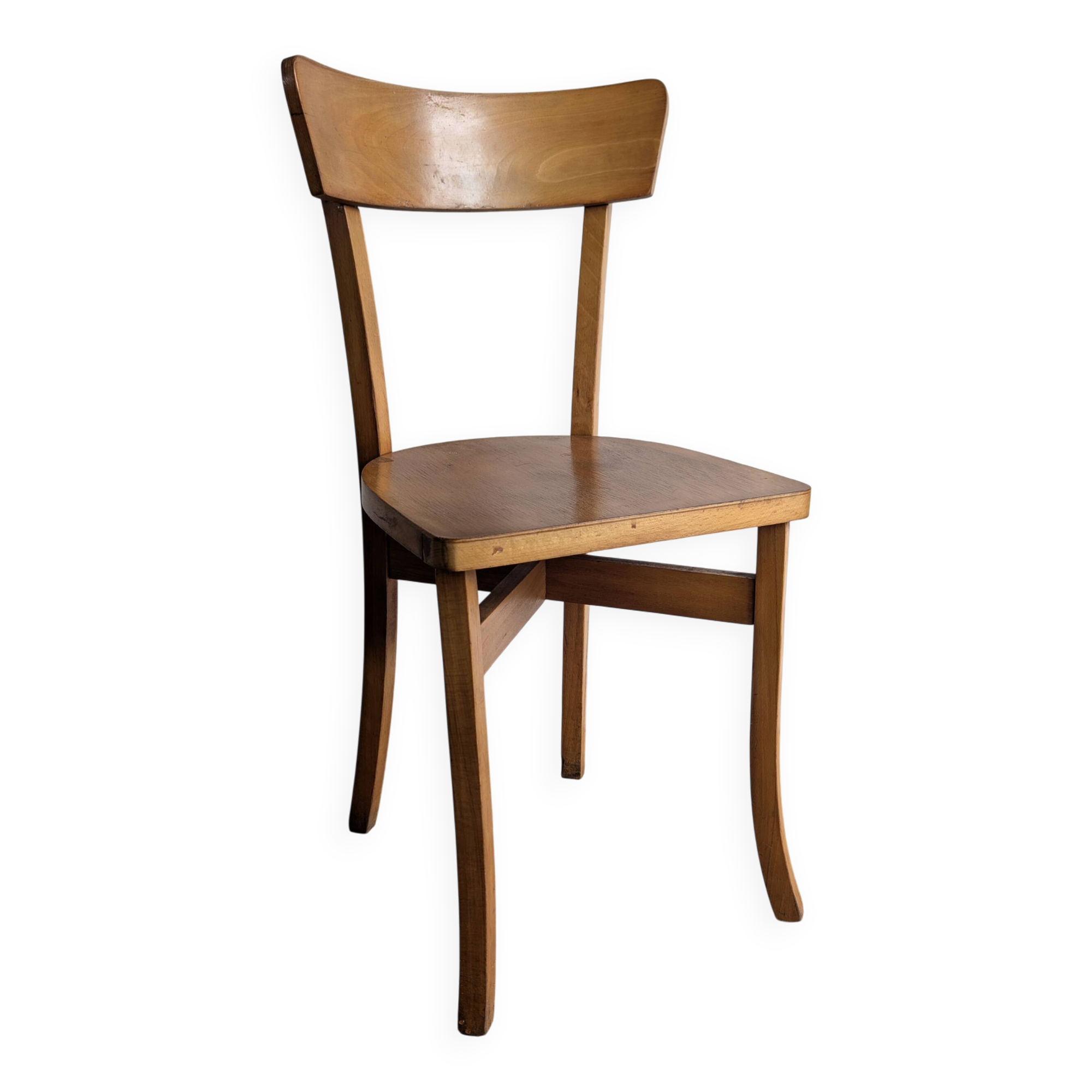 Vintage bistro chair in patinated blonde beech