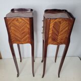 Pair of Louis XV style bedside tables in marquetry