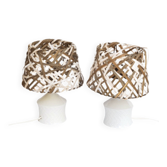 A pair of bedside lamps, porcelain base, Unterweisbach, Germany, 1970s.