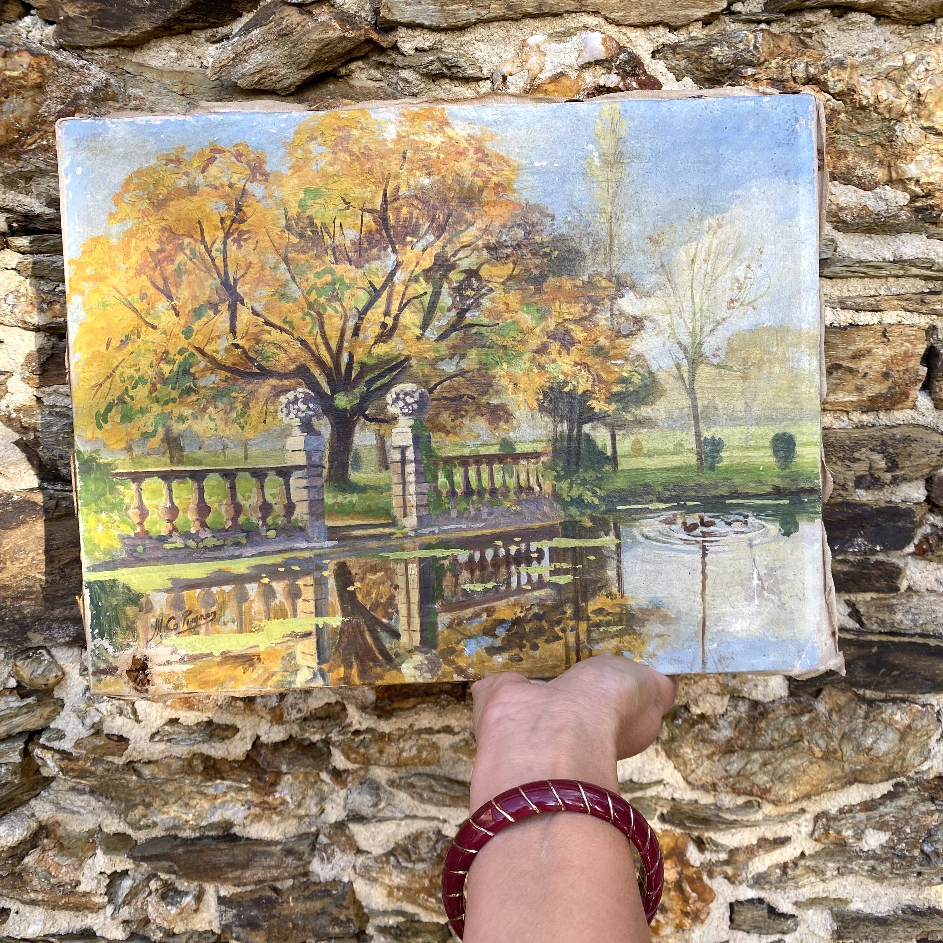 Old garden painting Gourbesville Normandy