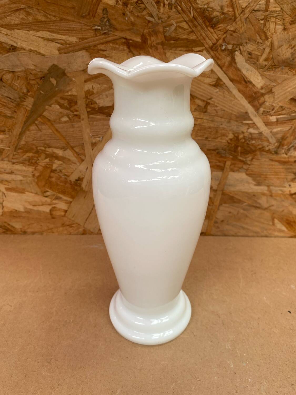 Old White Opaline Soliflore Vase Vintage Corolla Neck