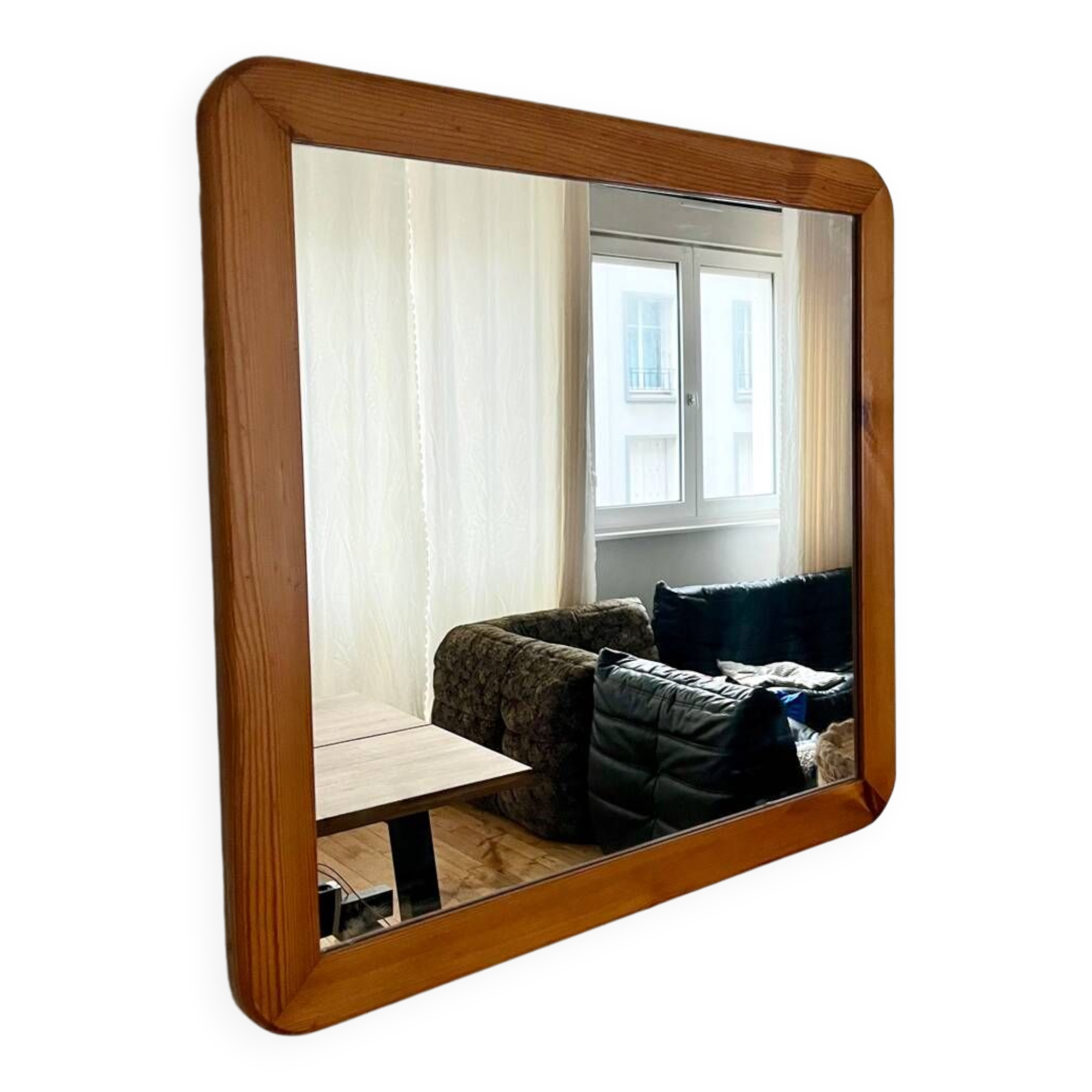 Vintage 70s pine mirror