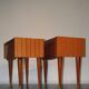 Pair of 60s veneer bedside tables with brass decorations