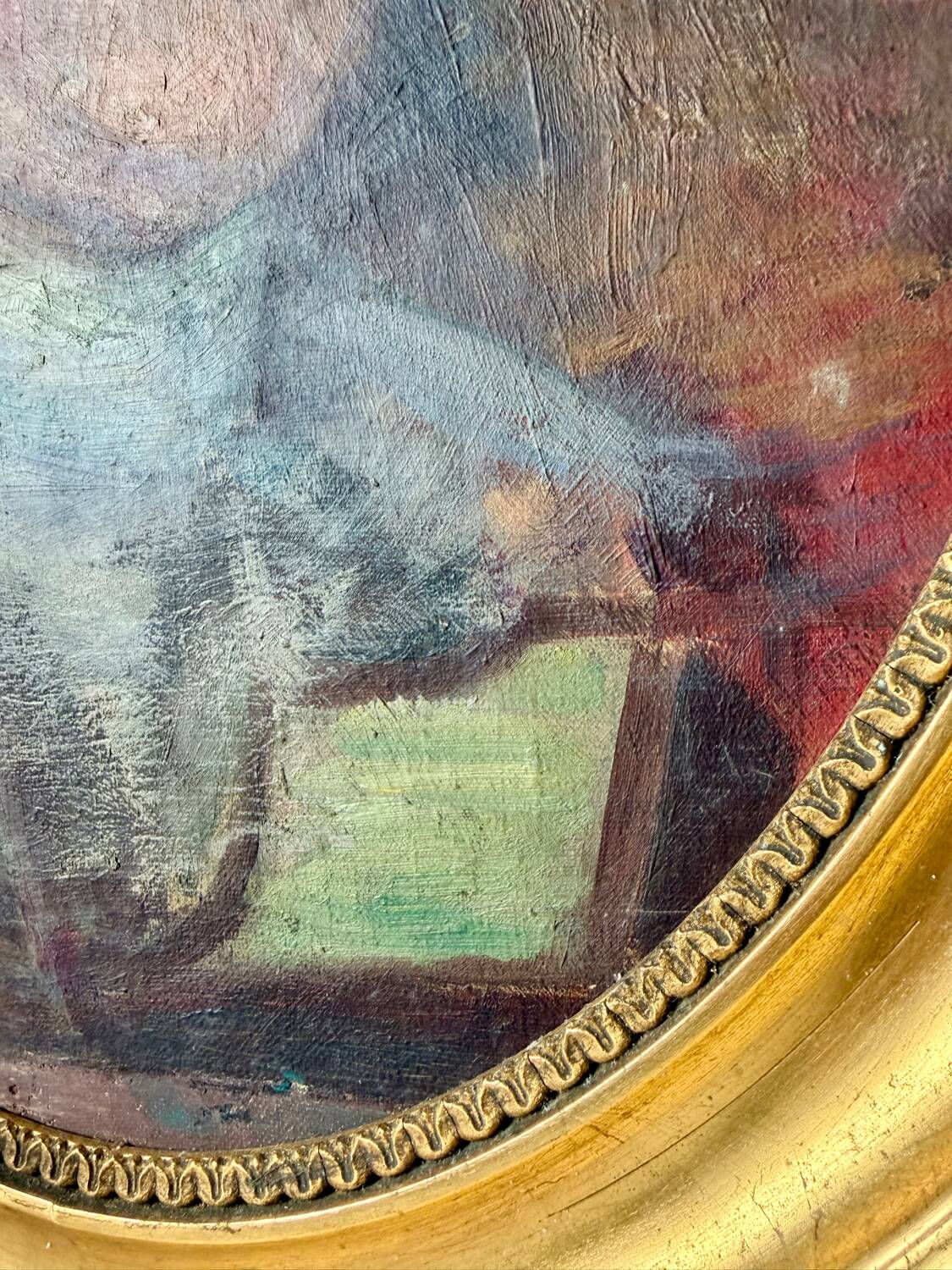Antique Portrait Oil Painting With Wooden gilded frame 58cm x 45cm
