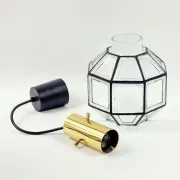 Pair of Mid-Century Glass & Brass Ceiling Lights from Limburg, 1970s