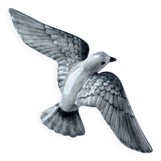 Handmade ceramic turtledove bird wall statuette