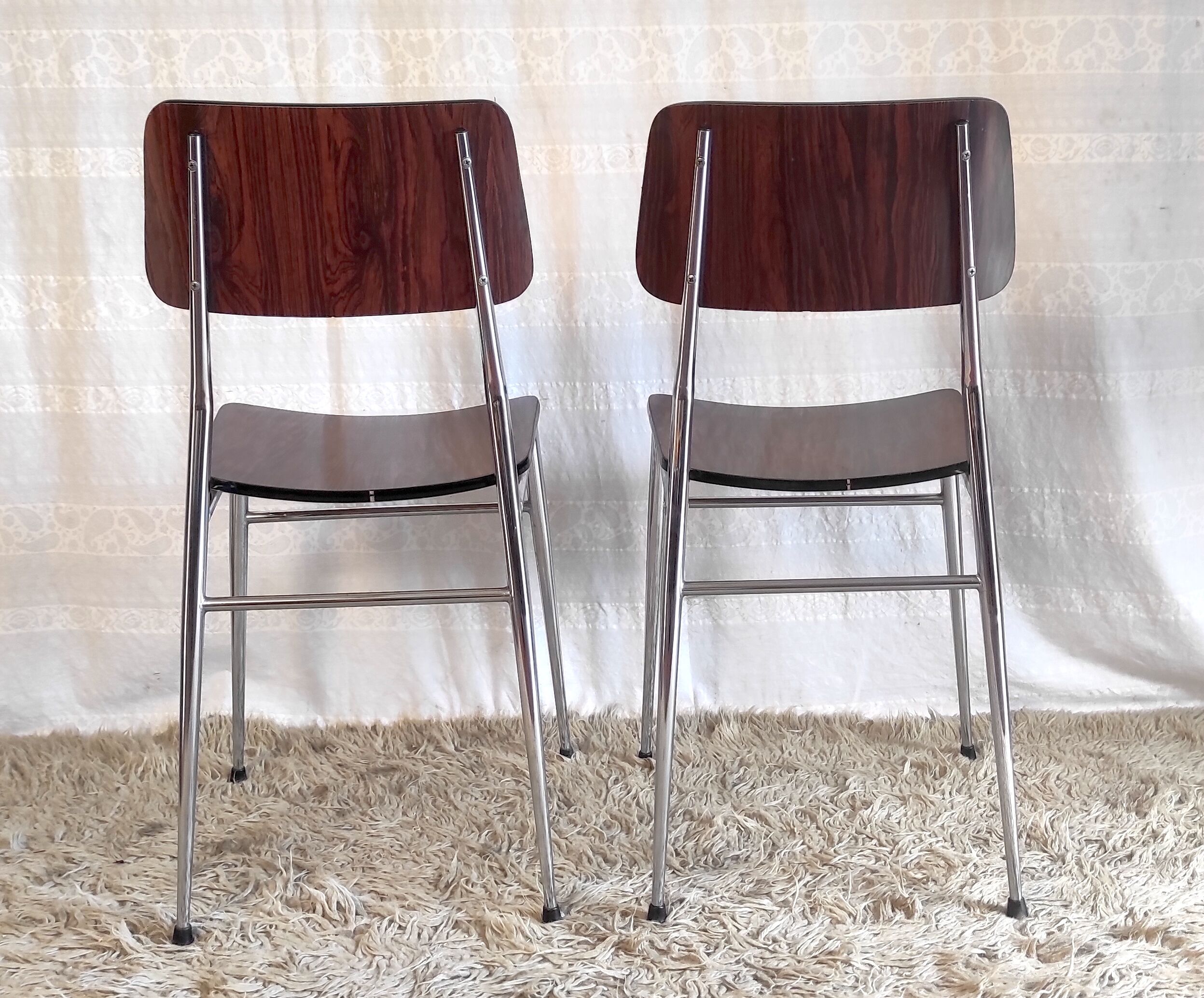 Duo de chaises formica imitation palissandre années 60