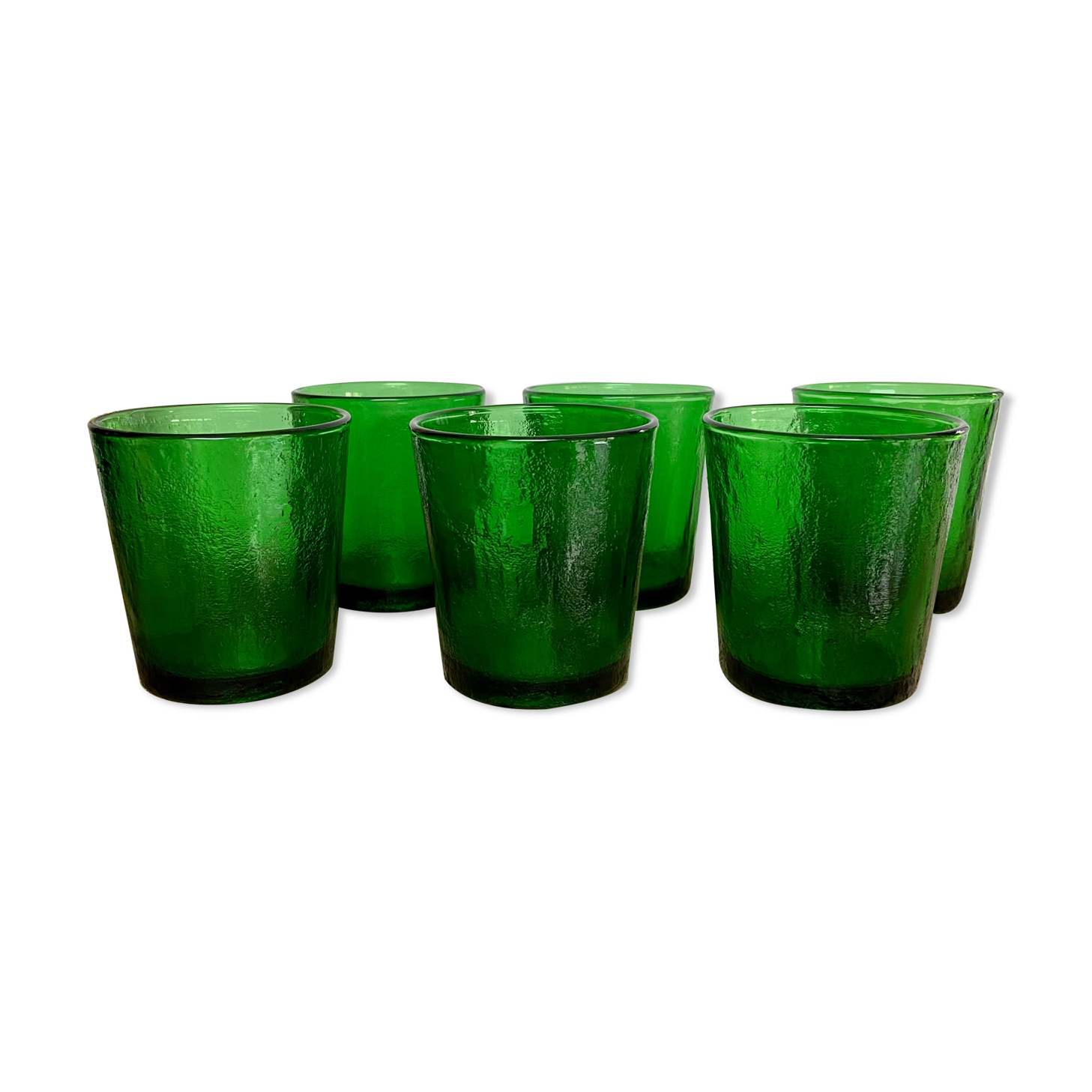 6 verres texturés verts Arcoroc Sierra vintage