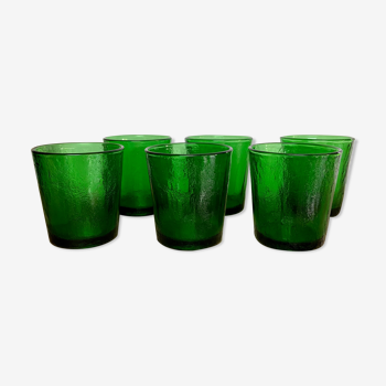 6 verres texturés verts Arcoroc Sierra vintage