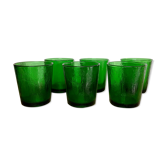 6 vintage Arcoroc Sierra green textured glasses