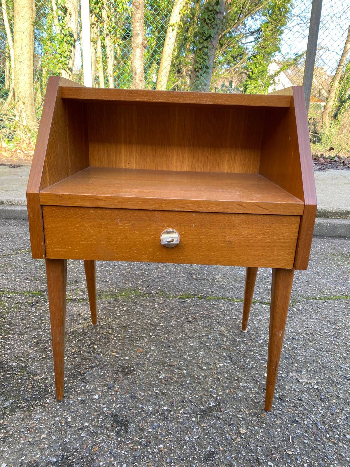 1970s Scandinavian oak bedside table