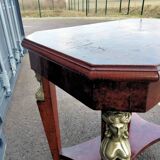 Table gueridon ancien décor bronze empire