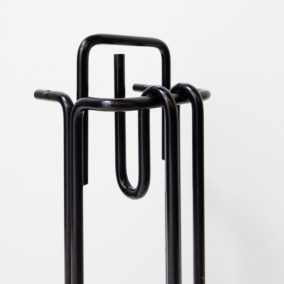 Ensemble d'accessoires de cheminée minimaliste en métal noir 'Mace-Line' par Ann Maes - 1970s