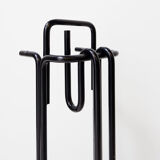 Ensemble d'accessoires de cheminée minimaliste en métal noir 'Mace-Line' par Ann Maes - 1970s