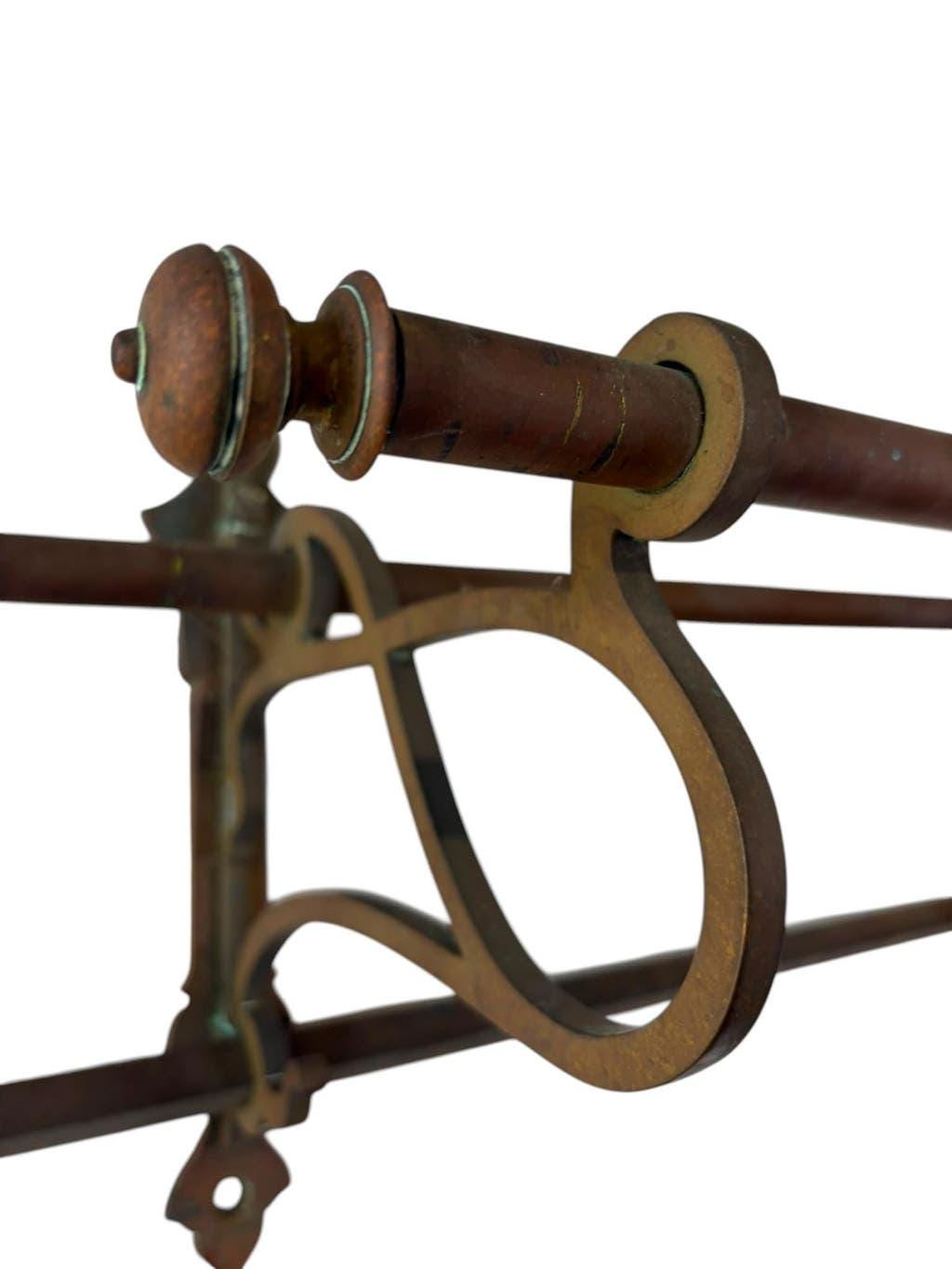 Vintage wall coat rack in copper / hanging coat rack