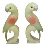 Alabaster Parrot Bookends, 1930s