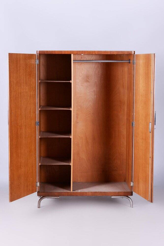 Bauhaus Walnut Wardrobe by Robert Slezak, Czechia, 1930s